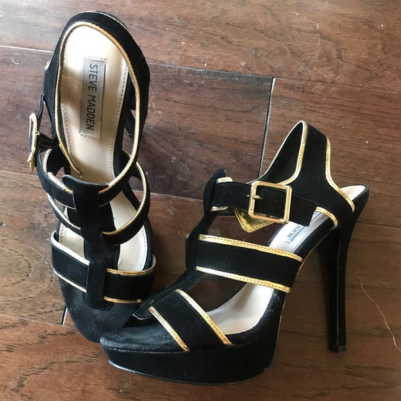 Black/Gold Steve Madden Heels - Picture 2 of 3
